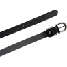 Handmade black leather belt with metal figure eight buckle