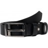Handmade black leather belt rectangular buckle with flat pin