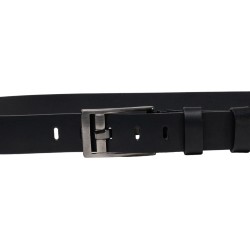 Cinturón de cuero negro hebilla rectangular con pasador plano
