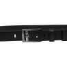Handmade black leather belt rectangular buckle with flat pin