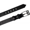 Cinturón de cuero negro hebilla rectangular con pasador plano