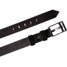 Handmade dark brown leather belt rectangular buckle with flat pin