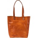 Shopping bag in pelle color cuoio realizzata a mano in Toscana