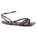 Women sandals hand made in Italy in dark brown leather