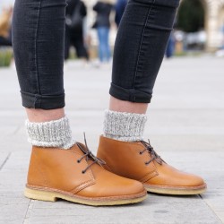 Women's tan leather chukka boots with winter lining