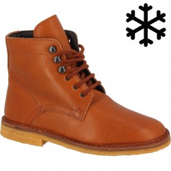 Women's tan leather ankle boots with winter lining