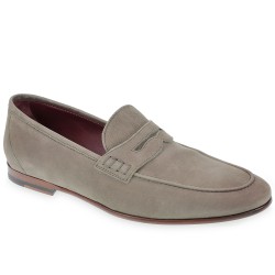 Penny loafer in gray nubuck leather handmade by Fratelli Borgioli
