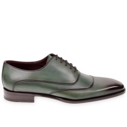 Herren-Oxford-Schuhe aus handgefärbtem grünem Leder von Fratelli Borgioli
