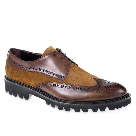 Brogued derby with country style - Fratelli Borgioli - Italian craftsmanship