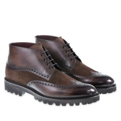 Brown leather and suede brogue boots - Fratelli Borgioli