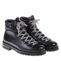 Dark blue leather winter boot - Fratelli Borgioli - Italian craftsmanship