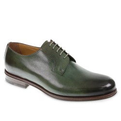 Smooth derby in hand-dyed green cowhide leather - Fratelli Borgioli - Italian craftsmanship