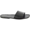 Men's leather slides sandals in black leather handmade