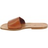 Men's leather slides sandals in tan leather handmade