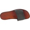 Men's leather slides sandals in dark brown leather handmade