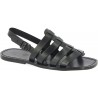 Leather cage sandals for men in black leather