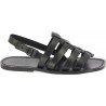 Leather cage sandals for men in black leather