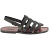 Leather cage sandals for men in dark brown leather