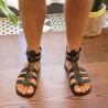 Sandali romani da uomo in pelle nera artigianali